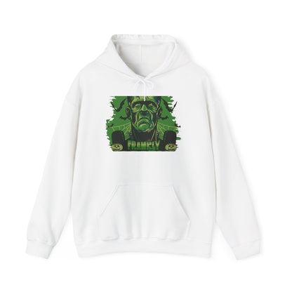 Frankenstein Monster Hoodie — Vintage Green 'FRANKLY' Horror Graphic Sweatshirt