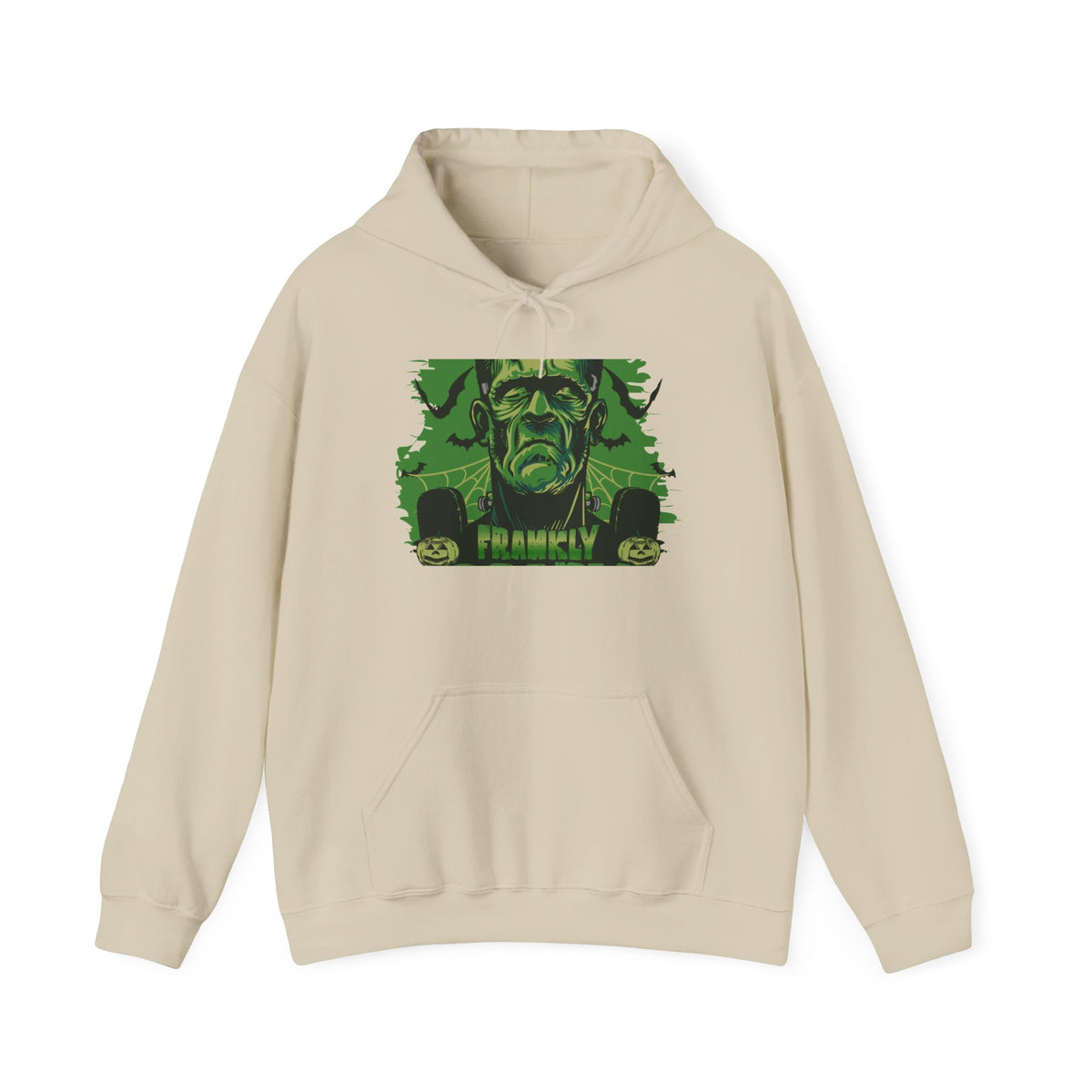 Frankenstein Monster Hoodie — Vintage Green 'FRANKLY' Horror Graphic Sweatshirt