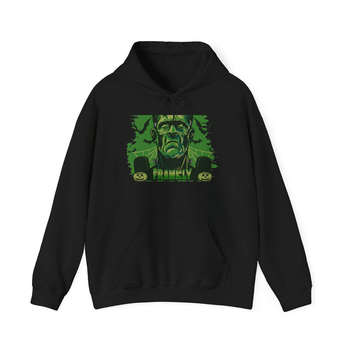 Frankenstein Monster Hoodie — Vintage Green 'FRANKLY' Horror Graphic Sweatshirt