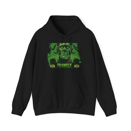Frankenstein Monster Hoodie — Vintage Green 'FRANKLY' Horror Graphic Sweatshirt