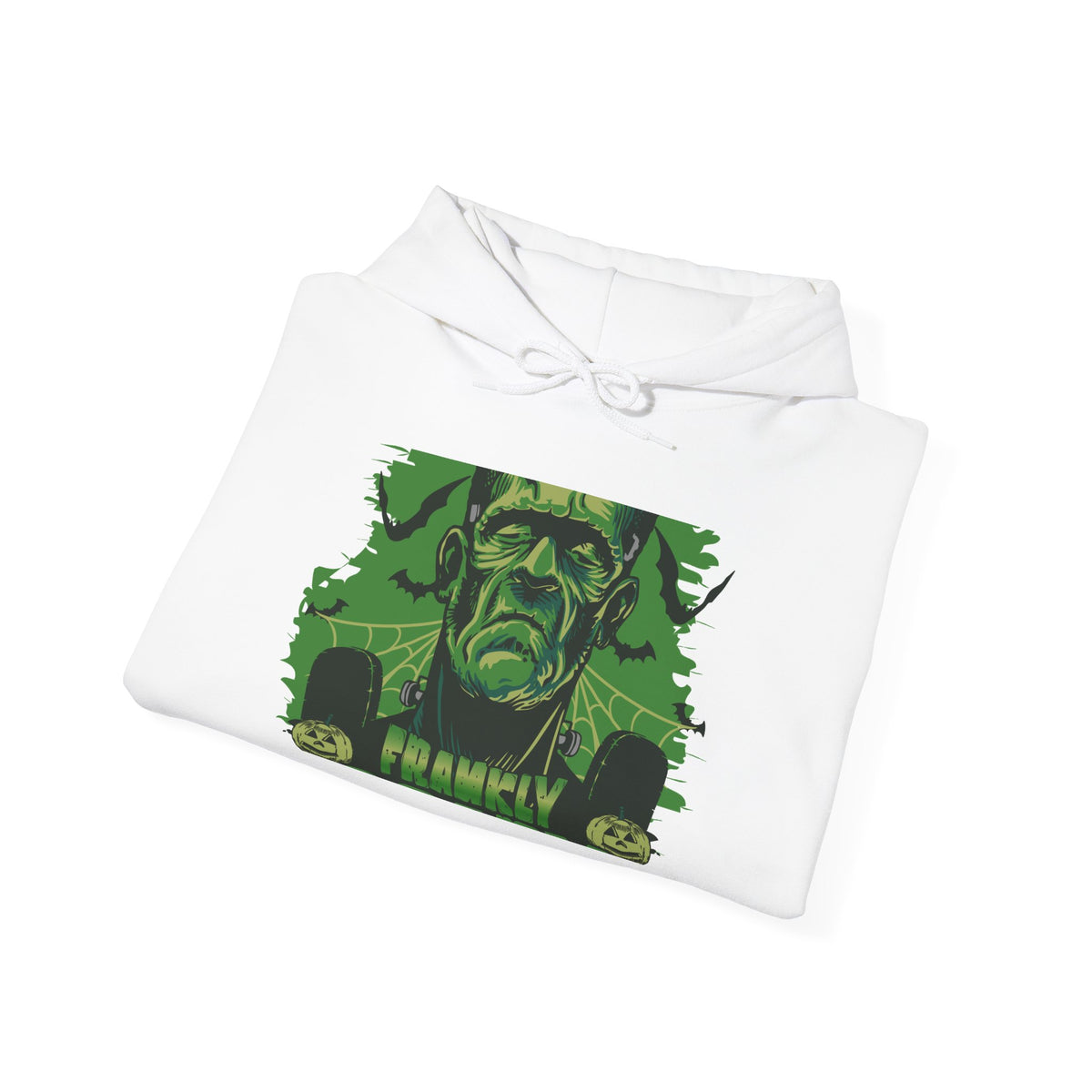 Frankenstein Monster Hoodie — Vintage Green 'FRANKLY' Horror Graphic Sweatshirt