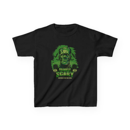 Kids Halloween Tee — 'Family Scary' Frankenstein & Ghost Graphic Shirt