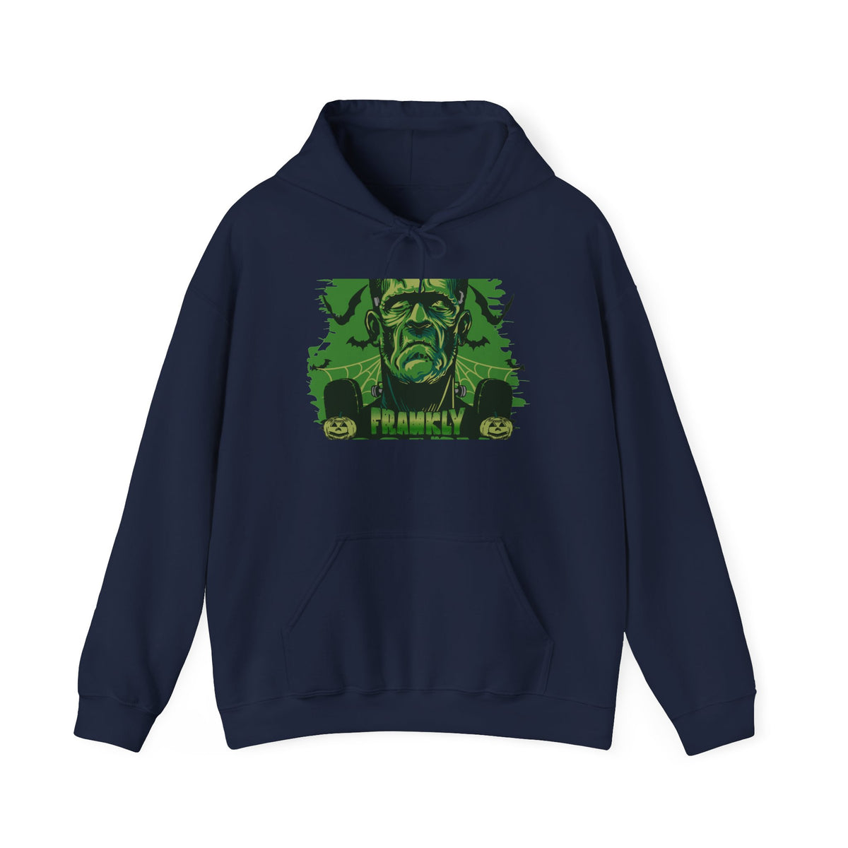 Frankenstein Monster Hoodie — Vintage Green 'FRANKLY' Horror Graphic Sweatshirt